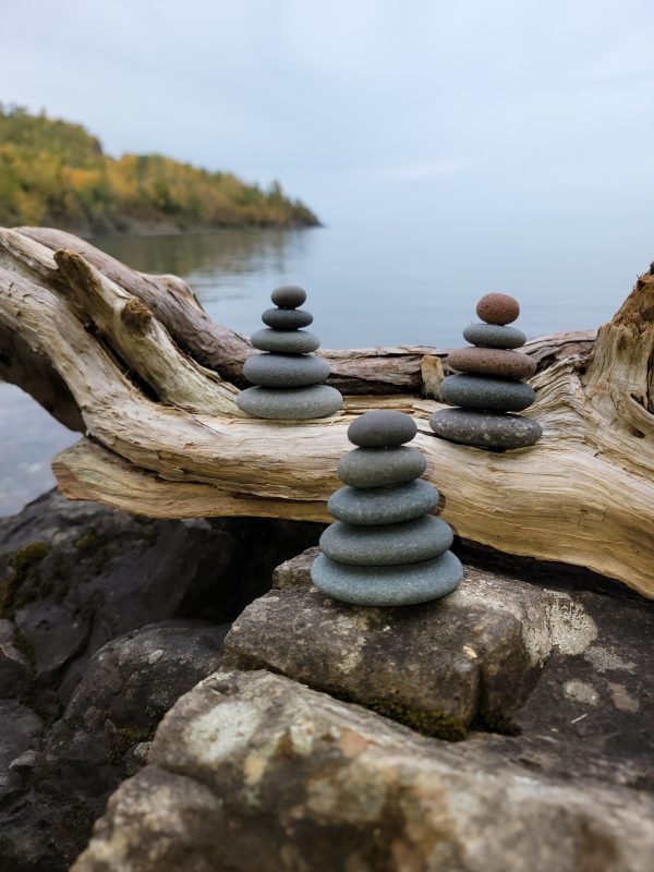 Lake Superior Beach Stone Cairn - 5 Stone Cairn