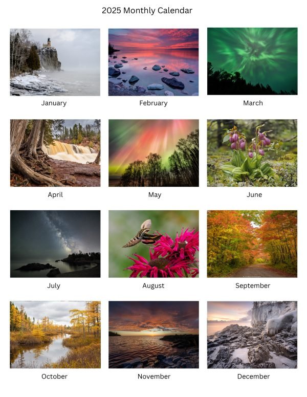 Landscapes of Minnesota 2025 Monthly Calendar featuring photographs of Lake Superior - Image 2