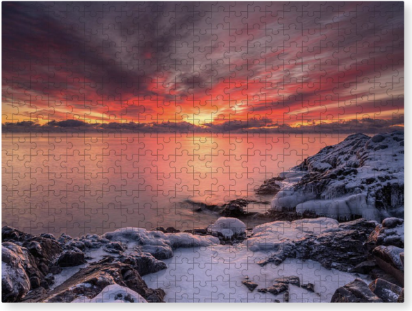 Lake Superior Red Winter Sunrise Puzzle