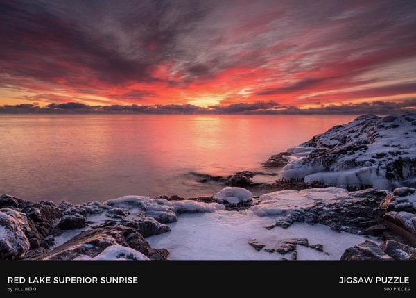 Lake Superior Red Winter Sunrise Puzzle - Image 2