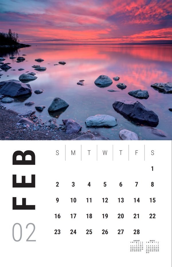 Landscapes of Minnesota 2025 Monthly Calendar featuring photographs of Lake Superior - Image 3